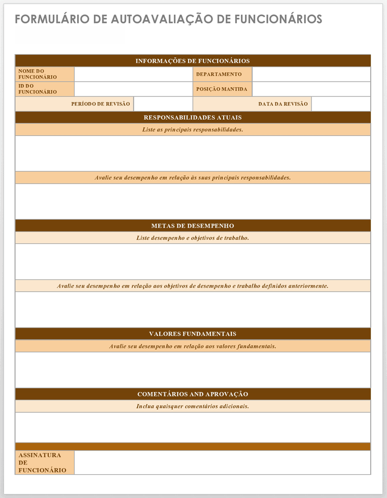 Modelo de Autoavaliação do Funcionário