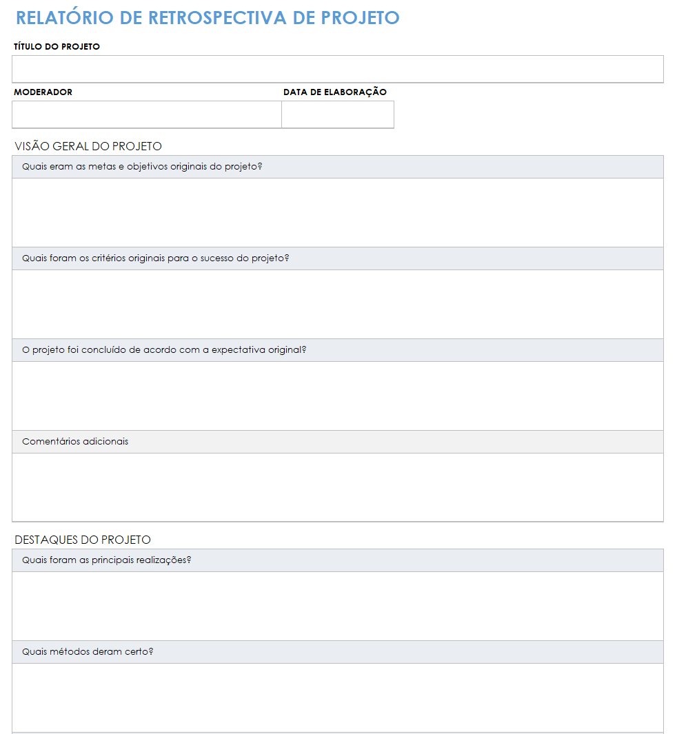 Modelo de relatório post mortem do projeto
