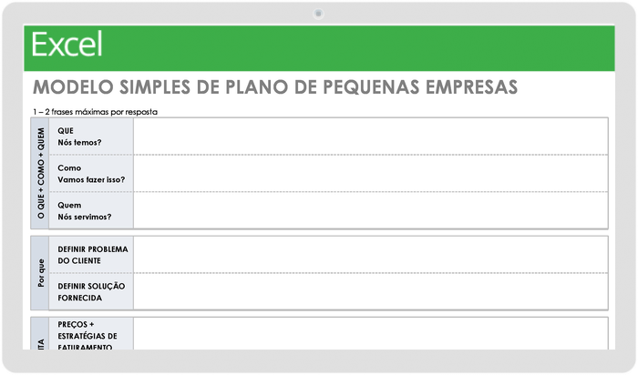 Modelo de Plano Simples para Pequenas Empresas