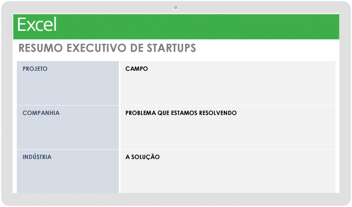 Modelo de Resumo Executivo de Inicialização