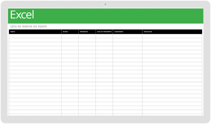 Modelo de Lista de Tarefas da Equipe